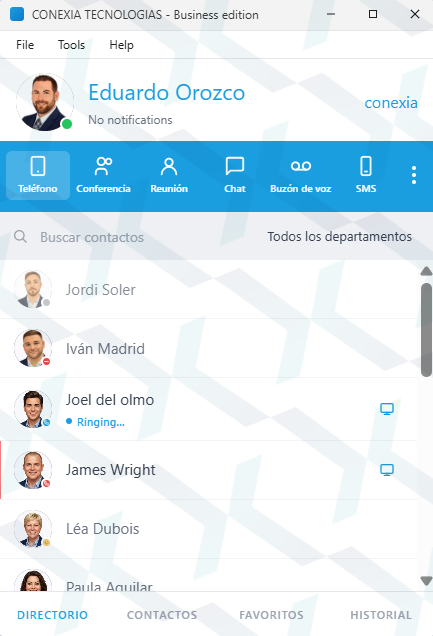 Softphone Conexia Communicator — vista escritorio
